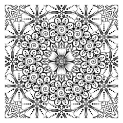 Mehndi flower for henna, mehndi, tattoo, decoration. Decorative ornament in ethnic oriental style, doodle ornament, outline hand draw. Coloring book page.