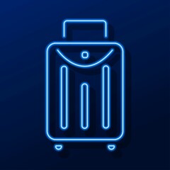 suitcase neon sign, modern glowing banner design, colorful modern design trends. Vector illustration.