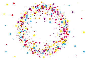 Red Shiny Dot Illustration. Abstract Circle Background. Orange Confetti Shape Decoration. Birthday Star Background.