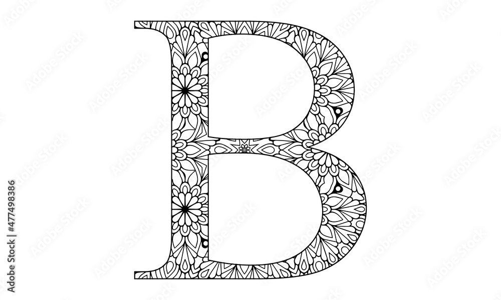 Wall mural alphabet mandala coloring page