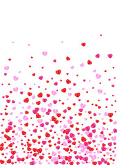 Fototapeta na wymiar Fond Heart Background White Vector. Art Texture Confetti. Violet Card Frame. Red Heart Celebration Pattern. Pink Decor Illustration.