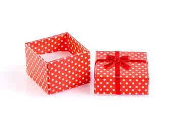 beautiful new year red gift boxes on white background