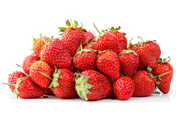 beautiful and ripe red strawberries on a white background