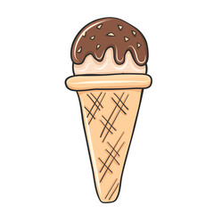 chocolate ice cream in waffer cone with nuts
