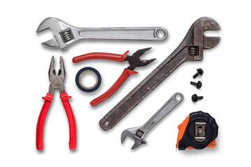 Tools for work and small repairs on a white background