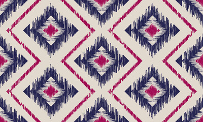 Ikat seamless pattern traditional pattern background. Beautiful Ethnic abstract ikat art. African rug texture vector ethnic tribal pattern seamless in Aztec style folk embroidery indian decoration.
