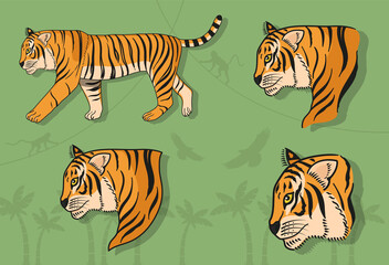 Wild Tiger vector in a jungle
