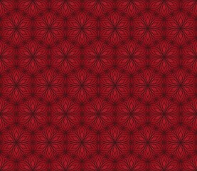 RED BACKGROUND WITH VECTOR VINTAGE LINEAR ORNAMENT