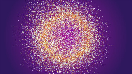Golden glitter circle with sparkling light shine. Gold glittering ring, magic shimmer glow, bright light sparks with bokeh effect
