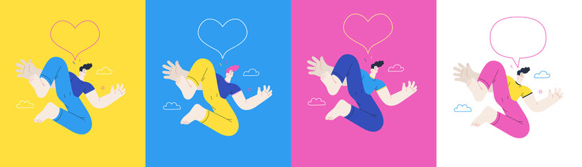 Happiness - happy people jumping in the air cheerfully