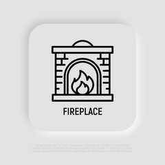 Fireplace thin line icon. Modern vector illustration.