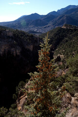 Breathtaking nature landscape vista scenery outlook in mountains at Cave of the Winds in Colorado,...