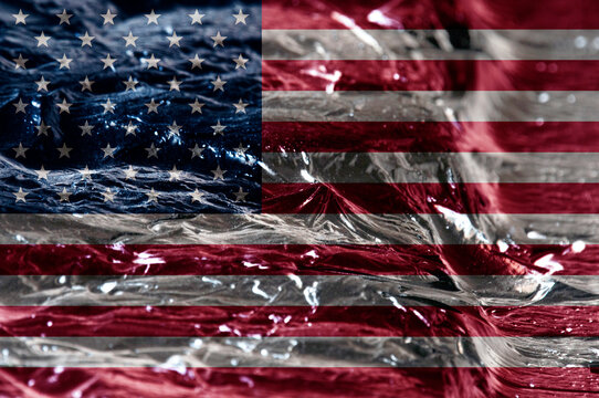 usa flag on oil background. american oil production concept