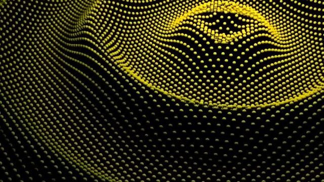 Wave pulsations on point surface. Design. Amplifying ring waves on surface of points. 3D circular pulsations and waves on surface of points