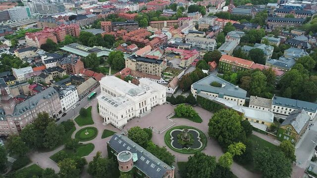 Aerial view of the building of University of :und in Skane, Sweden