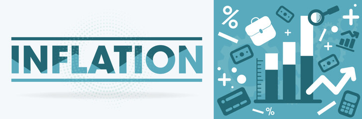 Inflation rate - banner - economical illustration and pictograms