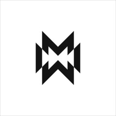 initials WM or WM. initial letter M. geometric logo.