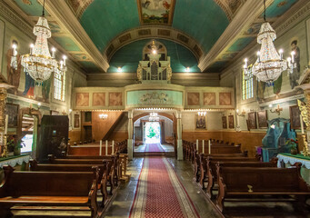 Obraz premium Lachowice, Poland - finished in 1789, the Church of Sts. Peter and Paul is one of the finest wooden churches in Southern Poland. Here in particular the interiors