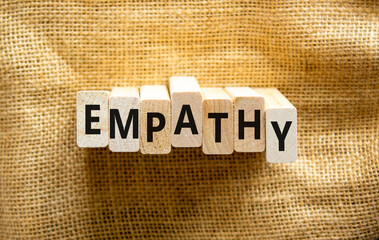 Empathy symbol. The concept word Empathy on wooden blocks. Beautiful canvas background, copy space. Business, psychological and empathy concept.