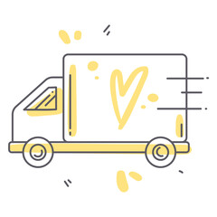 Line icon delivery truck, isolated on white background