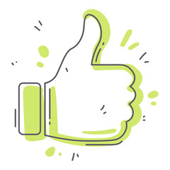 Line icon thumbs up, isolated on white background