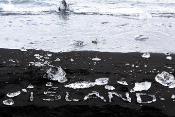 Iceland Text made from ice in Diamond Beach, Iceland.
