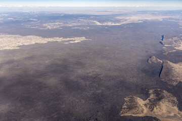Aerial view of ancient lava field near Grants, New Mexico, USA.
