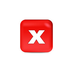 Obraz premium Red button with crossmark. 3d style vector illustration