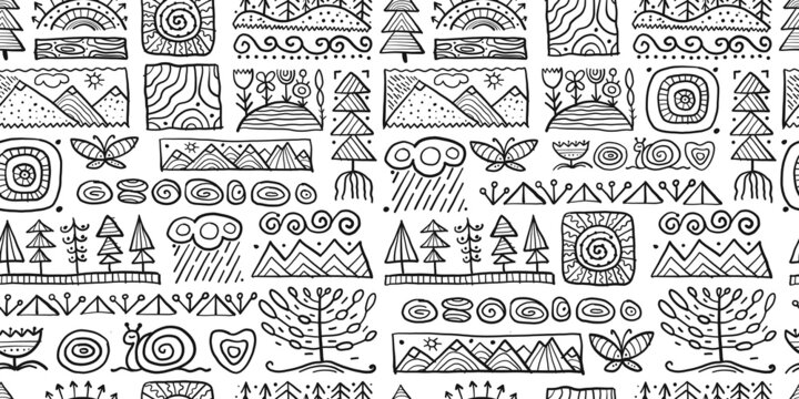 Abstract Nature Seamless Pattern for your design. Ethnic Ornament style