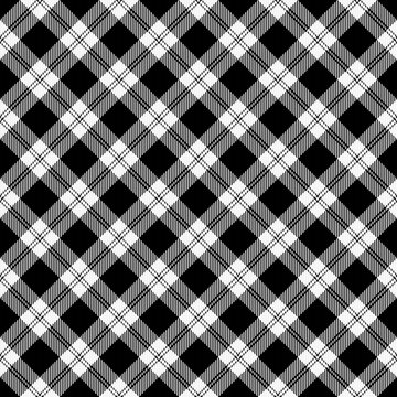 Diagonal tartan Christmas and new year plaid. Scottish pattern in red and black cage. Scottish cage. Traditional Scottish checkered background. Seamless fabric texture. Vector illustration