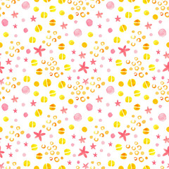 Watercolor pattern with flowers, spots, and stripes for children's 
textile