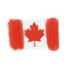 Canada flag in a watercolor style isolated on white background.