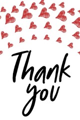 Thank You Card. Hand Written Lettering for Title, Heading, Photo Overlay, Wedding Invitation, Thank You Message. Heart shaped frame with thank you words, elegant thank you card 