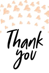 Thank You Card. Hand Written Lettering for Title, Heading, Photo Overlay, Wedding Invitation, Thank You Message. Heart shaped frame with thank you words, elegant thank you card 