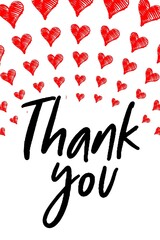 Thank You Card. Hand Written Lettering for Title, Heading, Photo Overlay, Wedding Invitation, Thank You Message. Heart shaped frame with thank you words, elegant thank you card 