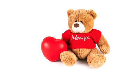 Teddy bear with red heart. Valentine's Day