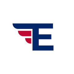 Alphabet Letter E with Fast Wings Logo Design Element on White background Vector Illustration