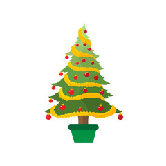 Isolated christmas tree with balls Vector illustration