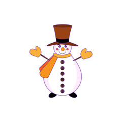 Isolated snowman with hat and scarf Vector illustration