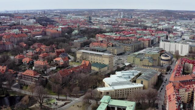 Aerial View Of The Gothenburg Konsthall Art Museum And The City Center Avenyn