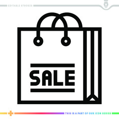 Line icon for holiday shopping illustrations with editable strokes. This vector graphic has customizable stroke width.