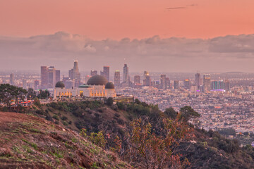 Los Angeles Skyline in the Evening from Overlook