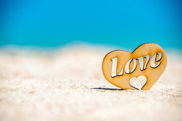 romantic symbol of heart on the beach
