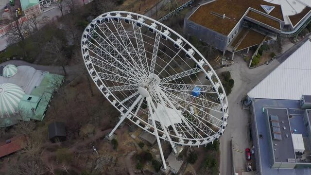 aerial of Giant wheel at the amusement park Liseberg in Gothenburg in Sweden