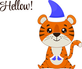 Cute  tiger cub.Tiger isolated on white background.Vector illustration