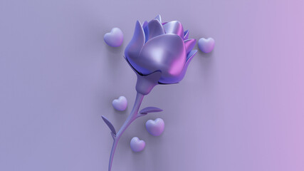 Valentine Copy Space Template WIth Flower 3D Rendering Illustration