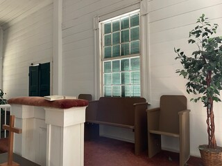 Southern historic old vintage church in rural Georgia alter
