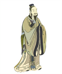 Mencius; or Mengzi was a Chinese Confucian philosopher. Vector