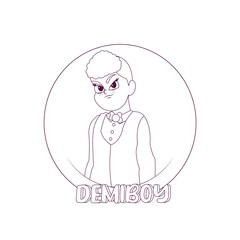 Isolated angry demiboy person Vector illustration design