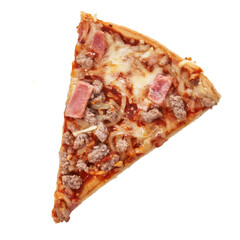  Slice of barbecue italian pizza isolated over white background